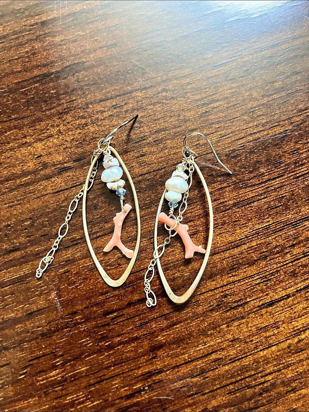 Pink Coral Dangle Earrings Like New